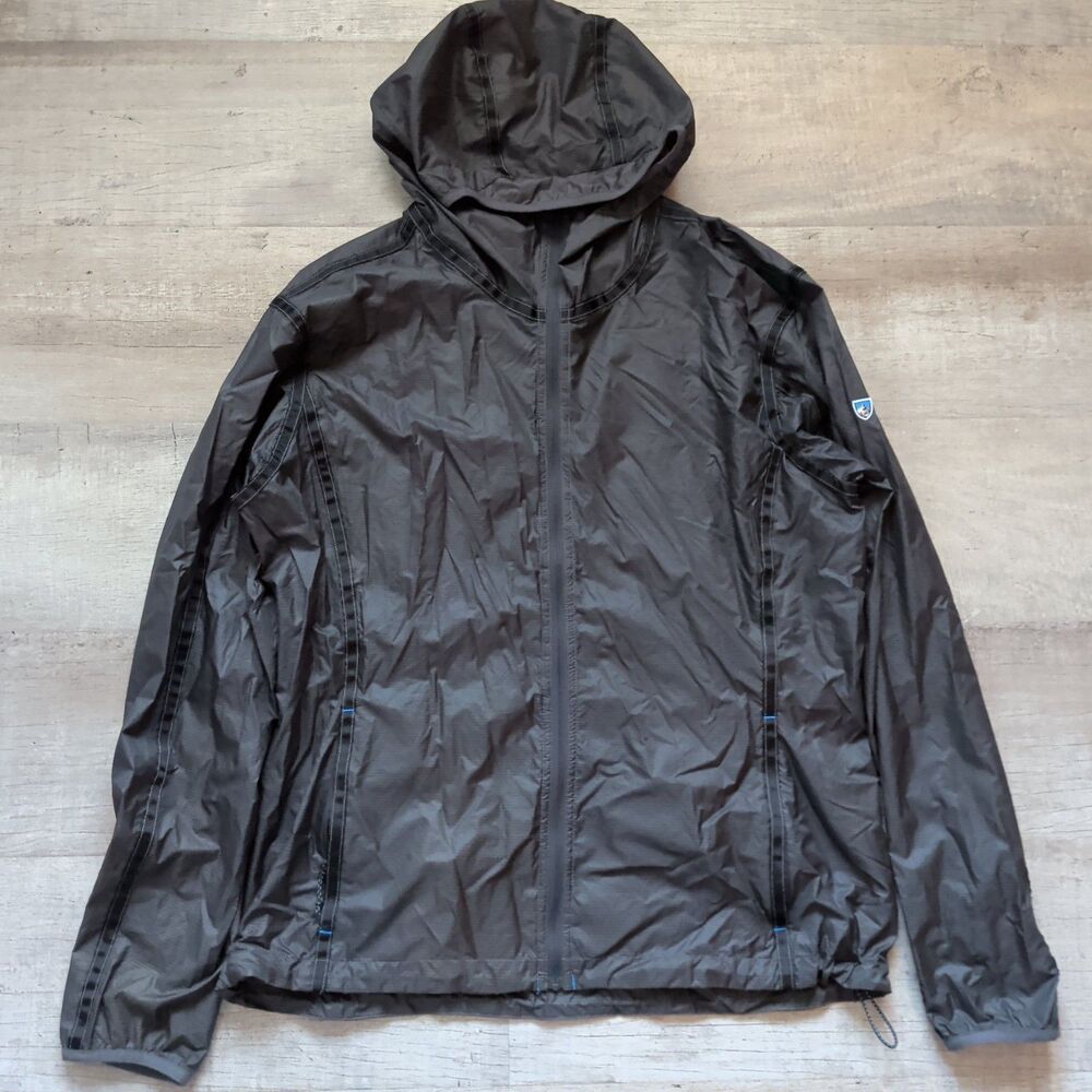 Kuhl Gray Full Zip Lightweight Hooded Windbreaker Jacket Men's Size XL